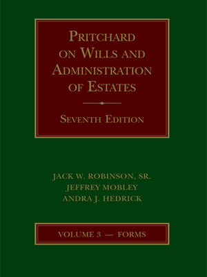 cover image of Pritchard on the Law of Wills and Administration of Estates